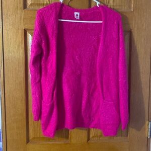 Pink sparkly, fluffy pullover jacket with side pockets